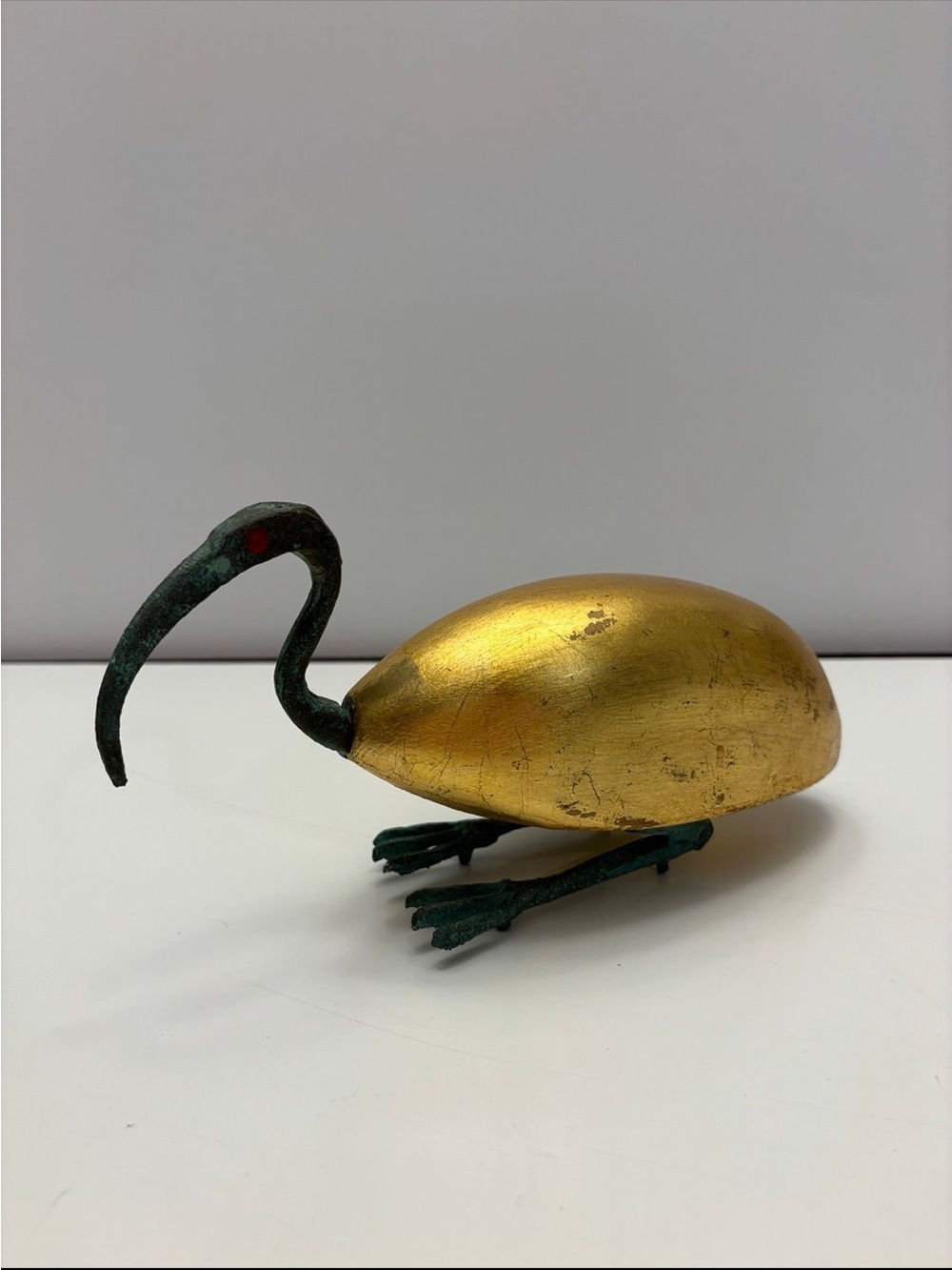 Copper  sacred ibis sculpture, a traditional symbol of the Egyptian god Thoth